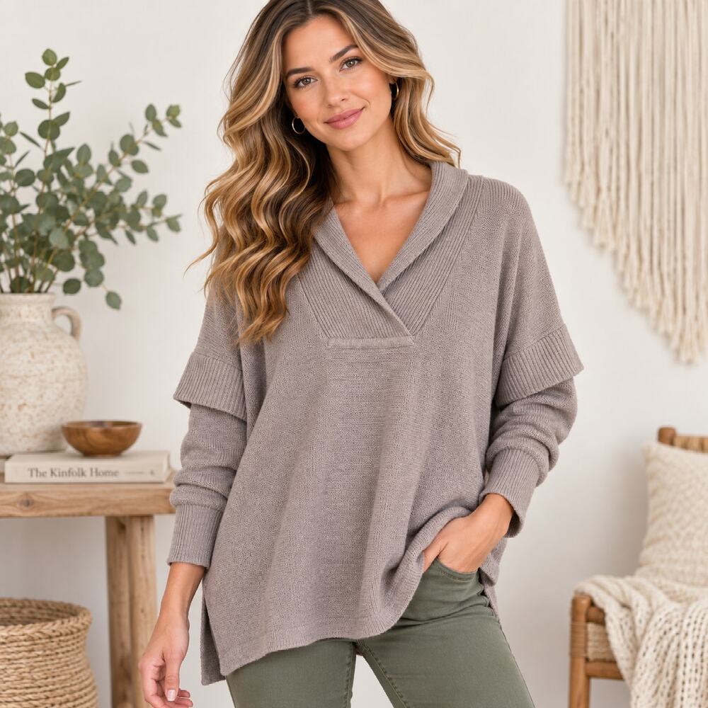 Portolano Wool/Angora/Cashmere Blend Sweater Women's Size 2XL Casual Neutral